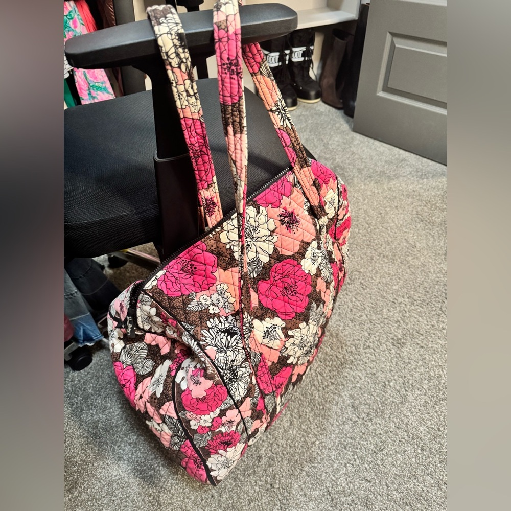 Vera Bradley Floral Pink and Mocha Weekender